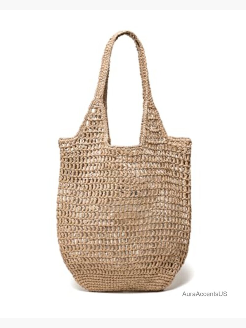 Large Woven Straw Tote Bag, Summer Beach Shoulder Hobo Purse, Handmade - Picture 6 of 7